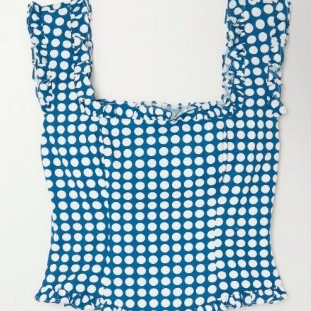 De La Vali Polka Dot Cotton Bustier Top - US 4 / Small
